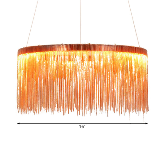 Multi Tiers Ceiling Lamp with Tassel Contemporary Metal 1/2/3 Heads Rose Gold Chandelier Light for Living Room Clearhalo 'Ceiling Lights' 'Chandeliers' 'Modern Chandeliers' 'Modern' Lighting' 113377