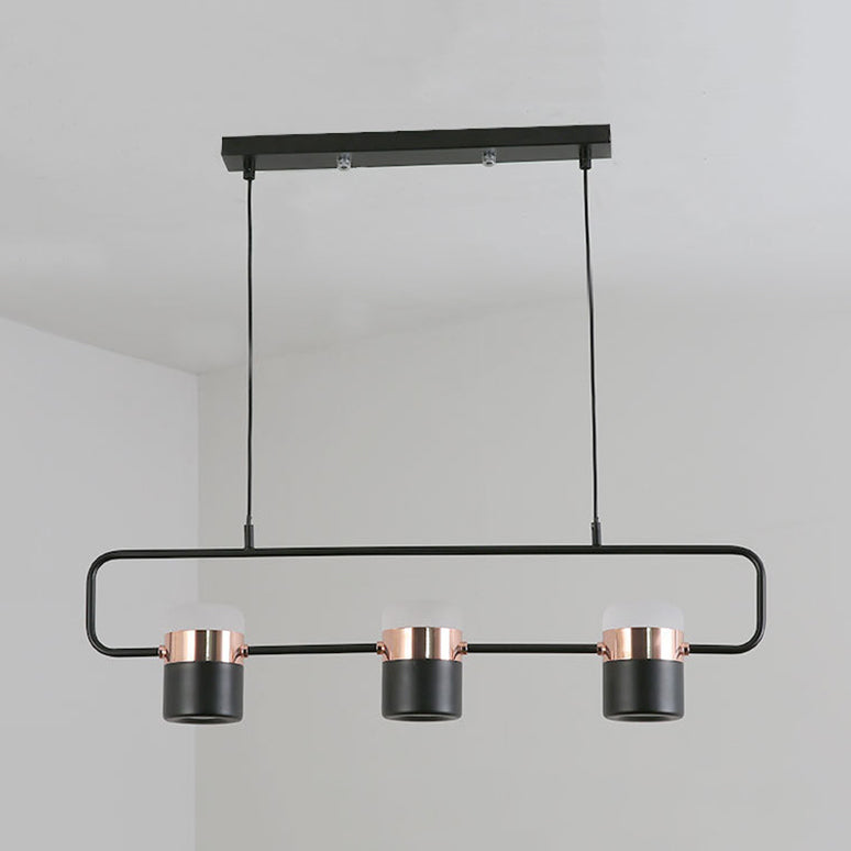 Black/White Linear Island Pendant Lighting with Cylinder Shade Modern 3/5 Lights Metal Hanging Light in Warm/White Light 3 Black Clearhalo 'Ceiling Lights' 'Chandeliers' 'Modern Chandeliers' 'Modern' Lighting' 113392