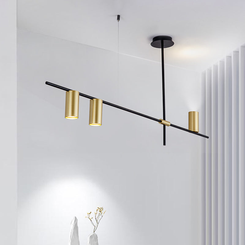 Asymmetrical Cylinder Chandelier Lighting Fixture Modern Metal 3/4/9 Heads Gold Ceiling Lamp for Dining Room in Warm/White Clearhalo 'Ceiling Lights' 'Chandeliers' Lighting' options 113400