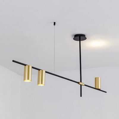 Asymmetrical Cylinder Chandelier Lighting Fixture Modern Metal 3/4/9 Heads Gold Ceiling Lamp for Dining Room in Warm/White Clearhalo 'Ceiling Lights' 'Chandeliers' Lighting' options 113401