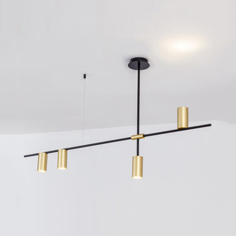 Asymmetrical Cylinder Chandelier Lighting Fixture Modern Metal 3/4/9 Heads Gold Ceiling Lamp for Dining Room in Warm/White Clearhalo 'Ceiling Lights' 'Chandeliers' Lighting' options 113403