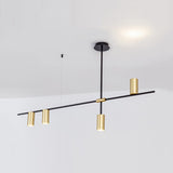 Asymmetrical Cylinder Chandelier Lighting Fixture Modern Metal 3/4/9 Heads Gold Ceiling Lamp for Dining Room in Warm/White Clearhalo 'Ceiling Lights' 'Chandeliers' Lighting' options 113403