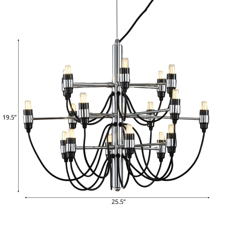 Layered Chandelier Lighting Modernist Style Metallic 18/30 Lights Dining Room Ceiling Lamp in Chrome Clearhalo 'Ceiling Lights' 'Chandeliers' 'Modern Chandeliers' 'Modern' Lighting' 113559