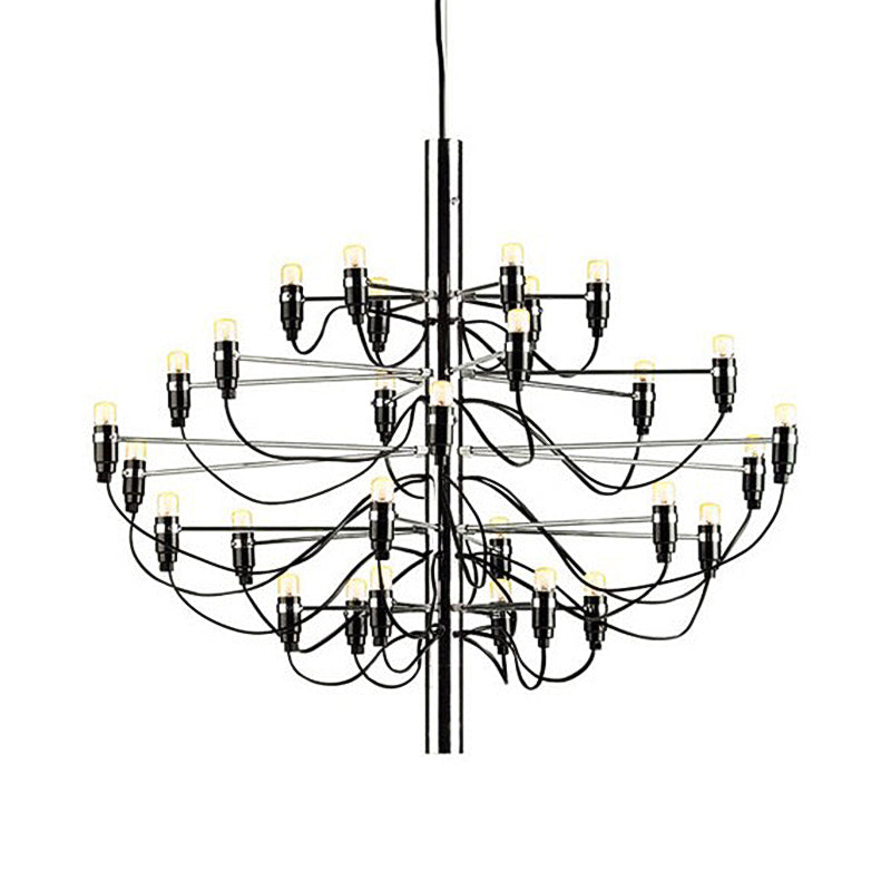 Layered Chandelier Lighting Modernist Style Metallic 18/30 Lights Dining Room Ceiling Lamp in Chrome Clearhalo 'Ceiling Lights' 'Chandeliers' 'Modern Chandeliers' 'Modern' Lighting' 113561