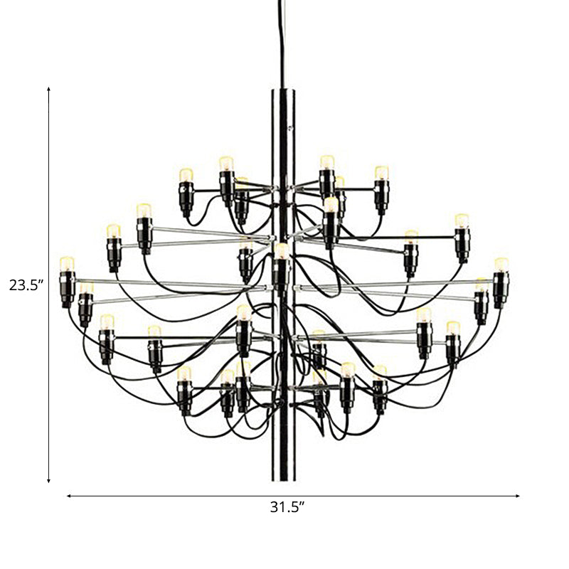 Layered Chandelier Lighting Modernist Style Metallic 18/30 Lights Dining Room Ceiling Lamp in Chrome Clearhalo 'Ceiling Lights' 'Chandeliers' 'Modern Chandeliers' 'Modern' Lighting' 113562