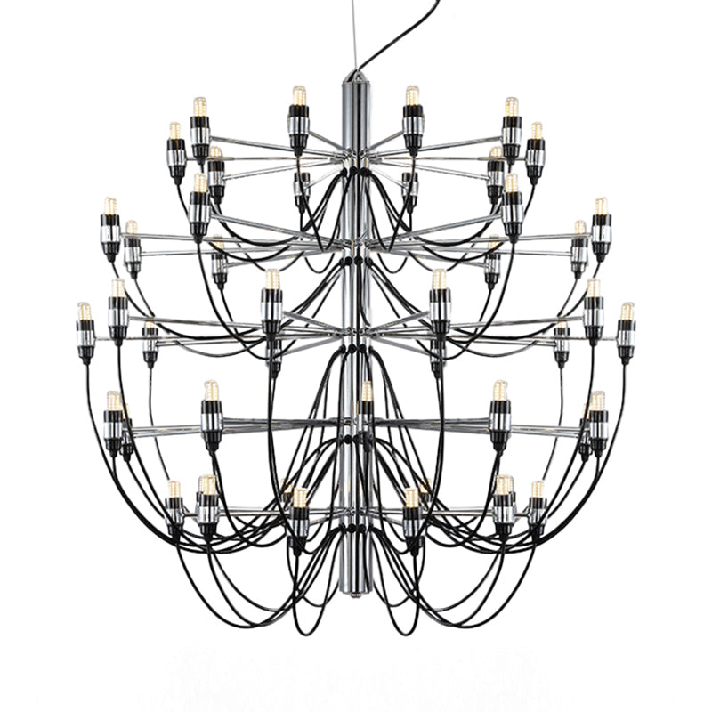 Layered Chandelier Lighting Modernist Style Metallic 18/30 Lights Dining Room Ceiling Lamp in Chrome Clearhalo 'Ceiling Lights' 'Chandeliers' 'Modern Chandeliers' 'Modern' Lighting' 113564