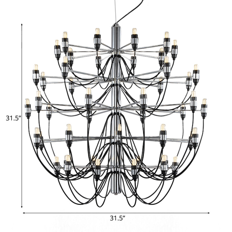 Layered Chandelier Lighting Modernist Style Metallic 18/30 Lights Dining Room Ceiling Lamp in Chrome Clearhalo 'Ceiling Lights' 'Chandeliers' 'Modern Chandeliers' 'Modern' Lighting' 113565