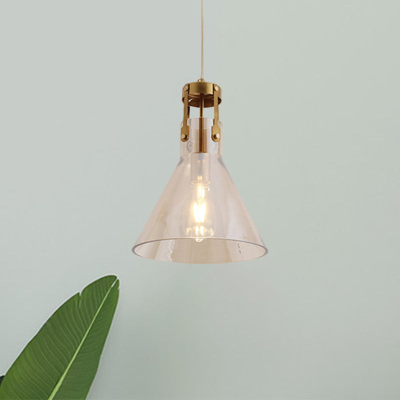 Horn Kitchen Table Hanging Pendant Cognac Glass 1 Bulb Simple Style Suspension Lighting Clearhalo 'Ceiling Lights' 'Close To Ceiling Lights' 'Glass shade' 'Glass' 'Modern Pendants' 'Modern' 'Pendant Lights' 'Pendants' Lighting' 1135704