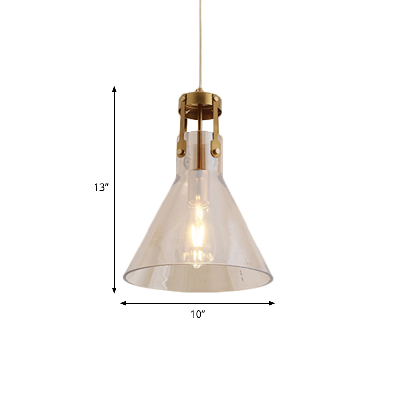 Horn Kitchen Table Hanging Pendant Cognac Glass 1 Bulb Simple Style Suspension Lighting Clearhalo 'Ceiling Lights' 'Close To Ceiling Lights' 'Glass shade' 'Glass' 'Modern Pendants' 'Modern' 'Pendant Lights' 'Pendants' Lighting' 1135706