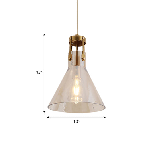 Horn Kitchen Table Hanging Pendant Cognac Glass 1 Bulb Simple Style Suspension Lighting Clearhalo 'Ceiling Lights' 'Close To Ceiling Lights' 'Glass shade' 'Glass' 'Modern Pendants' 'Modern' 'Pendant Lights' 'Pendants' Lighting' 1135706