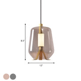 Dining Table LED Pendant Lighting Postmodern Brass Hanging Light with Bottle Smoke Grey/Cognac Glass Shade Clearhalo 'Ceiling Lights' 'Glass shade' 'Glass' 'Modern Pendants' 'Modern' 'Pendant Lights' 'Pendants' Lighting' 1135710