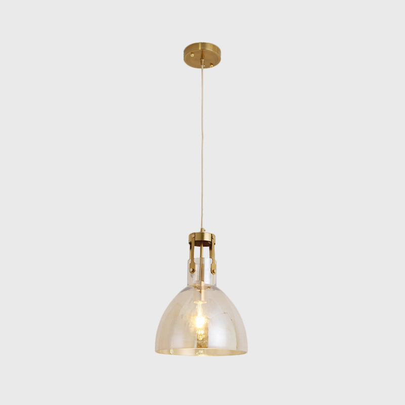 Bowl Cognac Glass Drop Pendant Postmodern Single Dining Room Ceiling Suspension Lamp Clearhalo 'Ceiling Lights' 'Glass shade' 'Glass' 'Modern Pendants' 'Modern' 'Pendant Lights' 'Pendants' Lighting' 1135733