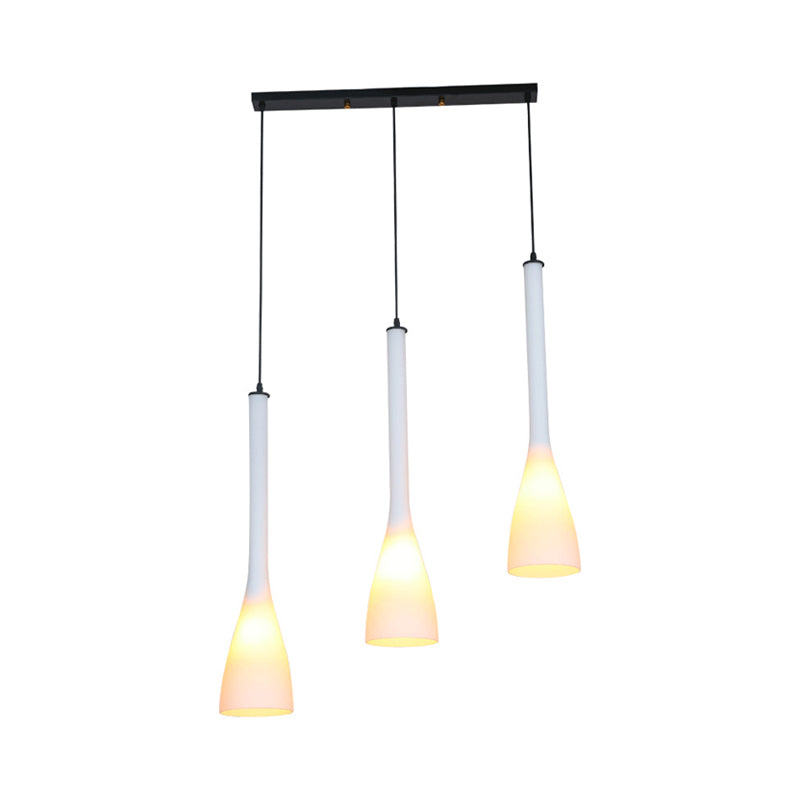 Frosted White Glass Funnel Hanging Lamp Contemporary 3 Bulbs Multi Light Pendant over Dining Table Clearhalo 'Ceiling Lights' 'Close To Ceiling Lights' 'Glass shade' 'Glass' 'Modern Pendants' 'Modern' 'Pendant Lights' 'Pendants' Lighting' 1135741