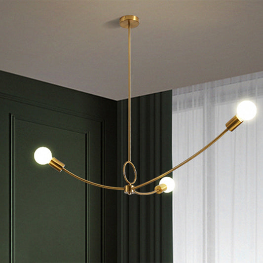 Minimalist Burst Ceiling Chandelier Metallic 3 Bulbs Dining Room Pendant Ceiling Light in Black/Gold Clearhalo 'Ceiling Lights' 'Chandeliers' 'Modern Chandeliers' 'Modern' Lighting' 1135769