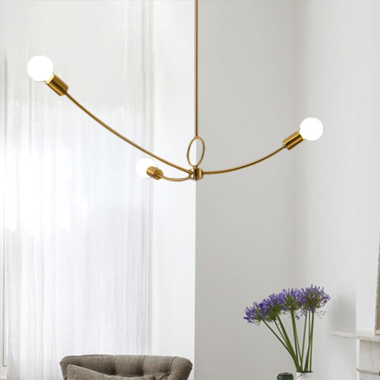 Minimalist Burst Ceiling Chandelier Metallic 3 Bulbs Dining Room Pendant Ceiling Light in Black/Gold Clearhalo 'Ceiling Lights' 'Chandeliers' 'Modern Chandeliers' 'Modern' Lighting' 1135770