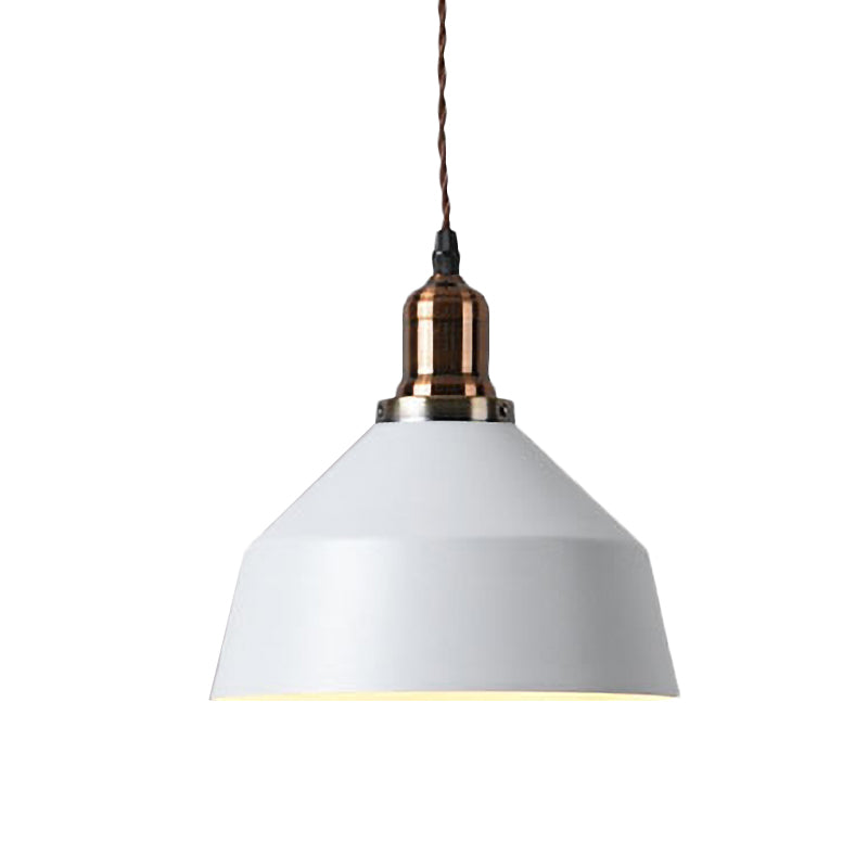 Barn Shade Coffee Shop Pendant Lighting Industrial Metallic 1 Light White Ceiling Fixture Clearhalo 'Ceiling Lights' 'Modern Pendants' 'Modern' 'Pendant Lights' 'Pendants' Lighting' 1136020