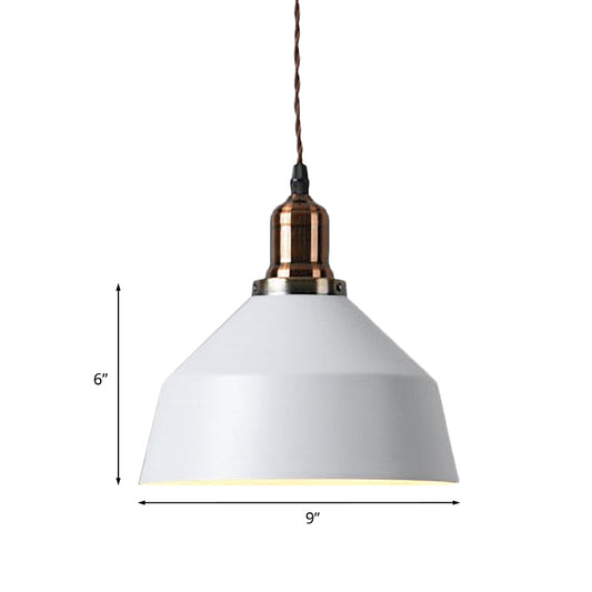 Barn Shade Coffee Shop Pendant Lighting Industrial Metallic 1 Light White Ceiling Fixture Clearhalo 'Ceiling Lights' 'Modern Pendants' 'Modern' 'Pendant Lights' 'Pendants' Lighting' 1136021