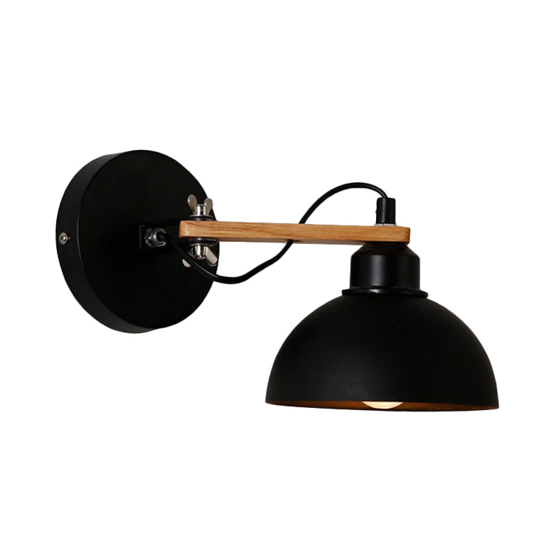 Black/White Dome Shade Wall Mount Fixture Nordic Style Metal 1 Light Corridor Sconce Lighting Fixture Clearhalo 'Art deco wall lights' 'Cast Iron' 'Glass' 'Industrial wall lights' 'Industrial' 'Middle century wall lights' 'Modern' 'Rustic wall lights' 'Tiffany' 'Traditional wall lights' 'Wall Lamps & Sconces' 'Wall Lights' Lighting' 1136032
