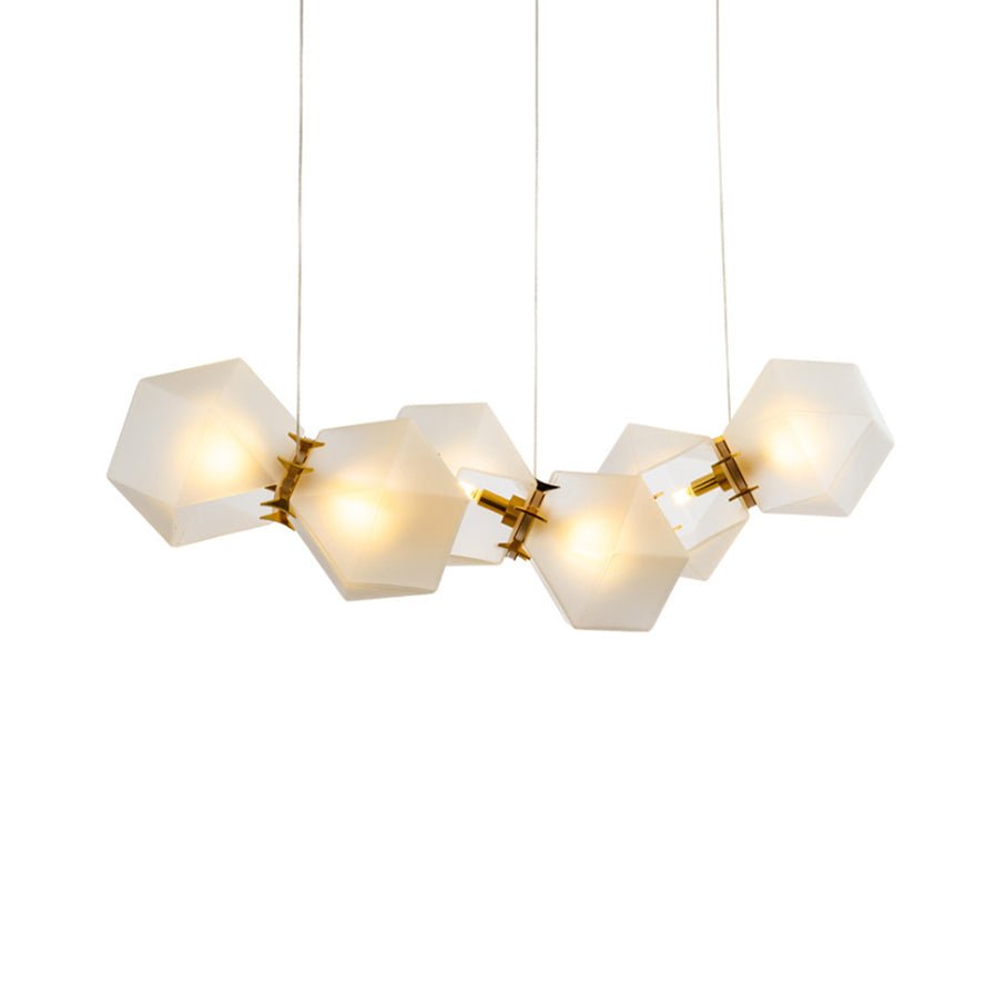 2/4/6 Lights Living Room Chandelier with Geometric White Glass Shade Modern Gold Led Hanging Lamp Kit Clearhalo 'Ceiling Lights' 'Chandeliers' 'Glass shade' 'Glass' 'Modern Chandeliers' 'Modern' Lighting' 113607