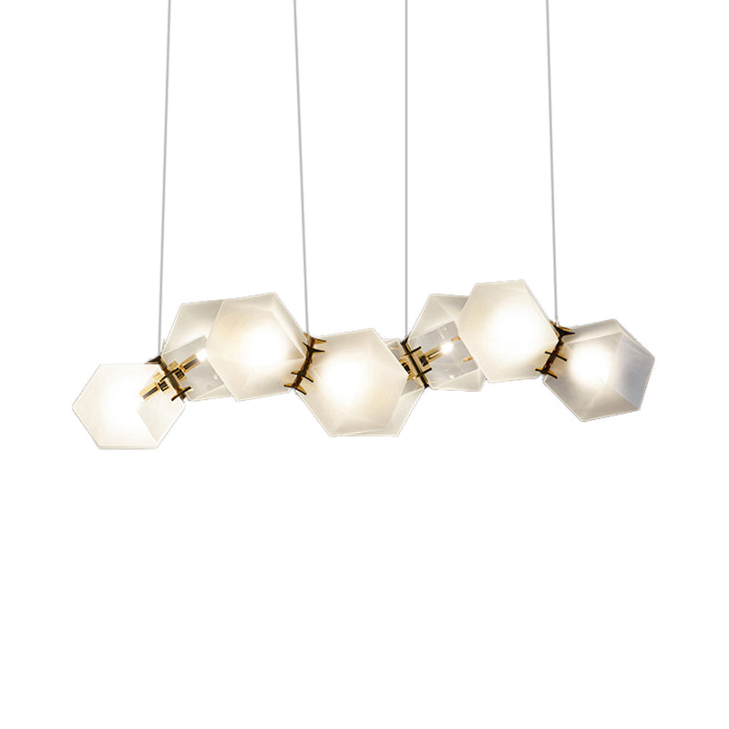 2/4/6 Lights Living Room Chandelier with Geometric White Glass Shade Modern Gold Led Hanging Lamp Kit Clearhalo 'Ceiling Lights' 'Chandeliers' 'Glass shade' 'Glass' 'Modern Chandeliers' 'Modern' Lighting' 113610