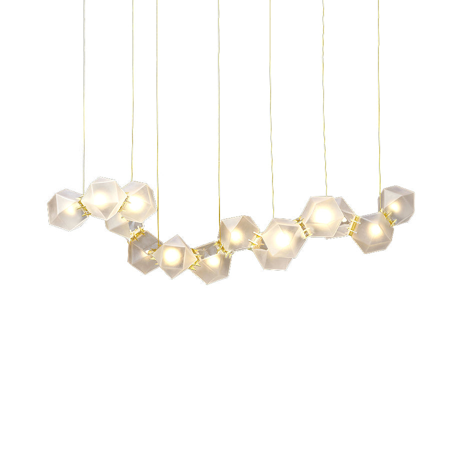 2/4/6 Lights Living Room Chandelier with Geometric White Glass Shade Modern Gold Led Hanging Lamp Kit Clearhalo 'Ceiling Lights' 'Chandeliers' 'Glass shade' 'Glass' 'Modern Chandeliers' 'Modern' Lighting' 113616