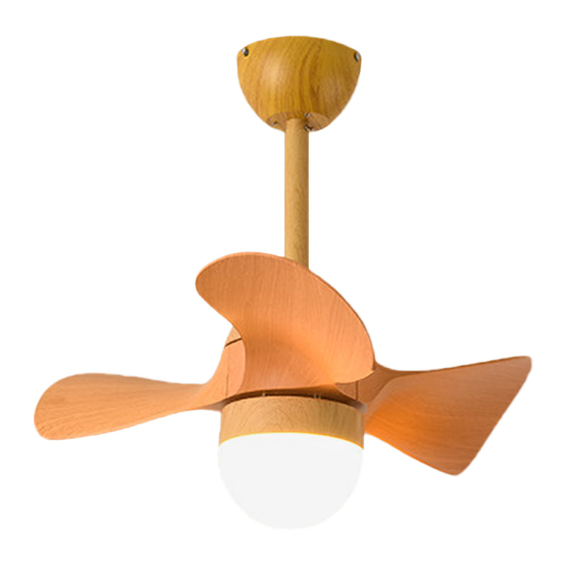 Orange Small Semi Flush Ceiling Fan Macaron Wood 23" Wide LED Flush Mount Lamp, 3 Blades Clearhalo 'Ceiling Fans with Lights' 'Ceiling Fans' 'Modern Ceiling Fans' 'Modern' Lighting' 1136179