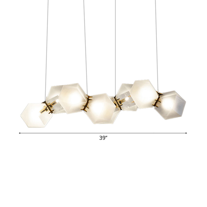 2/4/6 Lights Living Room Chandelier with Geometric White Glass Shade Modern Gold Led Hanging Lamp Kit Clearhalo 'Ceiling Lights' 'Chandeliers' 'Glass shade' 'Glass' 'Modern Chandeliers' 'Modern' Lighting' 113620