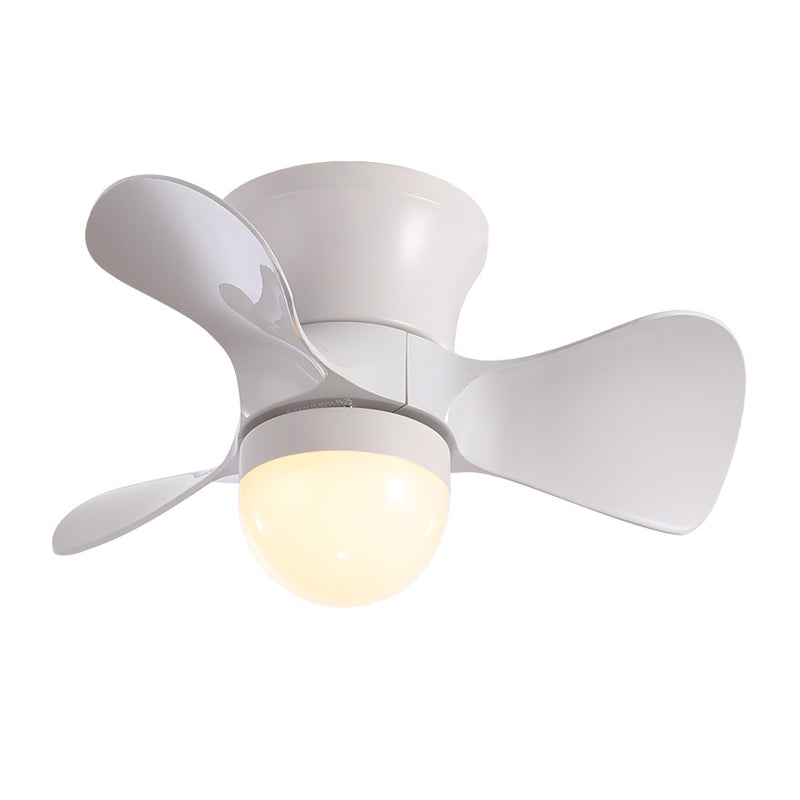 Nordic Half-Globe Acrylic Fan Lighting 23.5" Wide 3-Blade LED Flush Ceiling Light in Coffee/White Clearhalo 'Ceiling Fans with Lights' 'Ceiling Fans' 'Modern Ceiling Fans' 'Modern' Lighting' 1136204