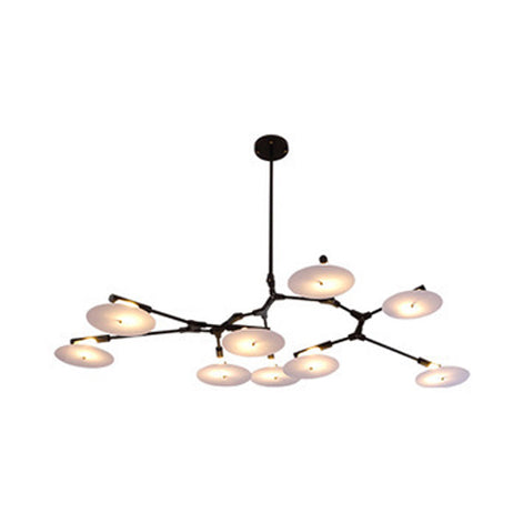 5/9/11 Lights Living Room Chandelier Modern Black/Gold Ceiling Lamp with Disc Acrylic Shade 9 Black Clearhalo 'Ceiling Lights' 'Chandeliers' 'Modern Chandeliers' 'Modern' Lighting' 113631