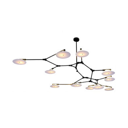 5/9/11 Lights Living Room Chandelier Modern Black/Gold Ceiling Lamp with Disc Acrylic Shade 11 Black Clearhalo 'Ceiling Lights' 'Chandeliers' 'Modern Chandeliers' 'Modern' Lighting' 113633