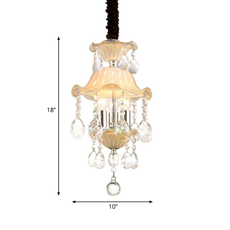 Modernist Flower Chandelier Light Clear Crystal 3 Lights Corridor Hanging Ceiling Lamp Clearhalo 'Ceiling Lights' 'Chandeliers' 'Clear' 'Industrial' 'Modern Chandeliers' 'Modern' 'Tiffany' 'Traditional Chandeliers' Lighting' 1136358