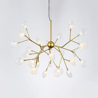 Branch Design Glass Hanging Lamp Modernist 27/36 Lights Black/Gold Chandelier Pendant Light with Leaf Shade Clearhalo 'Ceiling Lights' 'Chandeliers' 'Glass shade' 'Glass' 'Modern Chandeliers' 'Modern' Lighting' 113659