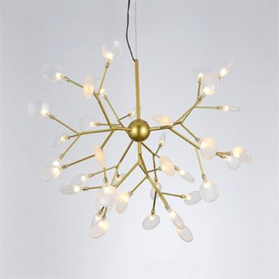 Branch Design Glass Hanging Lamp Modernist 27/36 Lights Black/Gold Chandelier Pendant Light with Leaf Shade Clearhalo 'Ceiling Lights' 'Chandeliers' 'Glass shade' 'Glass' 'Modern Chandeliers' 'Modern' Lighting' 113661