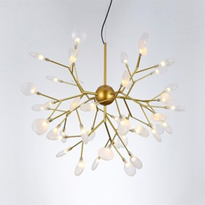 Branch Design Glass Hanging Lamp Modernist 27/36 Lights Black/Gold Chandelier Pendant Light with Leaf Shade Clearhalo 'Ceiling Lights' 'Chandeliers' 'Glass shade' 'Glass' 'Modern Chandeliers' 'Modern' Lighting' 113663