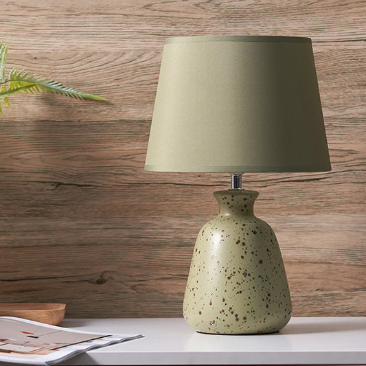 Ceramics Pottery Reading Book Light Rustic 3-Bulb Bedside Night Table Lamp with Shade in Light Green Clearhalo 'Lamps' 'Table Lamps' Lighting' 1136646