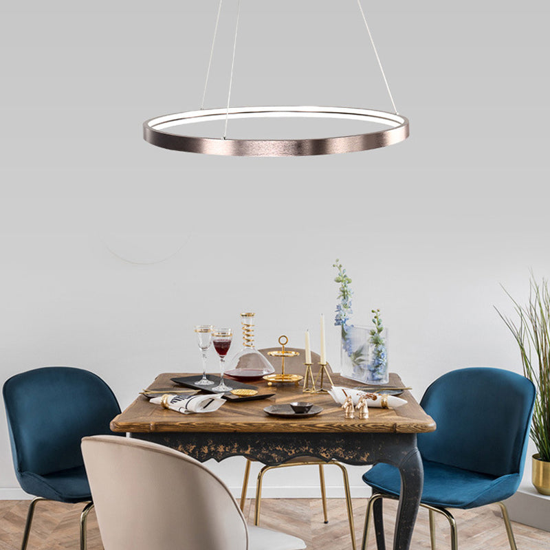 16"/23.5"/31.5" Dia Modern LED Chandelier Light with Acrylic Shade Brown Ring Ceiling Light Fixture in Warm/White/Natural Light Brown Clearhalo 'Ceiling Lights' 'Chandeliers' 'Modern Chandeliers' 'Modern' Lighting' 113710