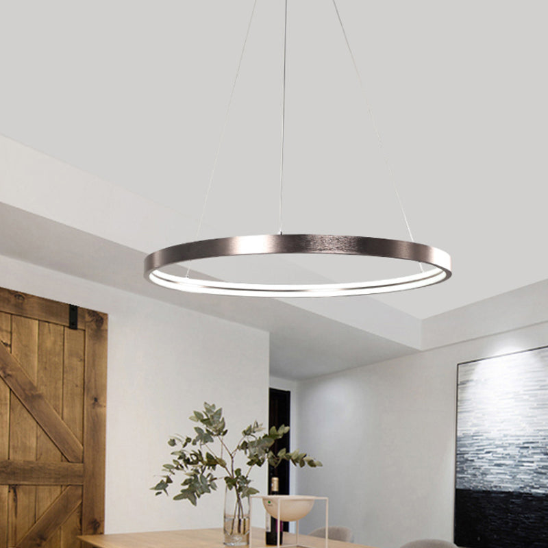 16"/23.5"/31.5" Dia Modern LED Chandelier Light with Acrylic Shade Brown Ring Ceiling Light Fixture in Warm/White/Natural Light Clearhalo 'Ceiling Lights' 'Chandeliers' 'Modern Chandeliers' 'Modern' Lighting' 113711