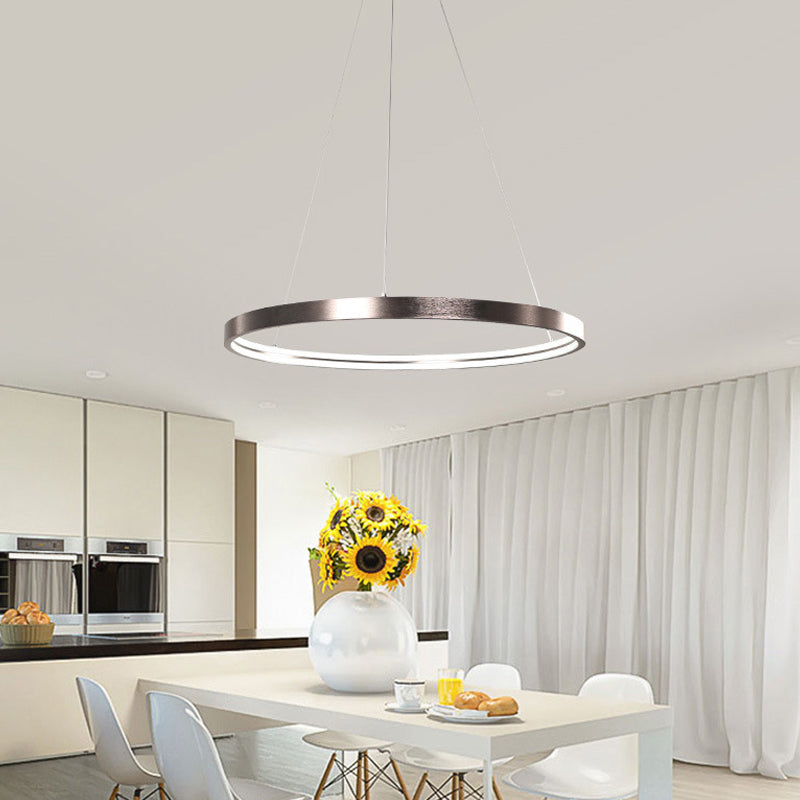 16"/23.5"/31.5" Dia Modern LED Chandelier Light with Acrylic Shade Brown Ring Ceiling Light Fixture in Warm/White/Natural Light Clearhalo 'Ceiling Lights' 'Chandeliers' 'Modern Chandeliers' 'Modern' Lighting' 113712