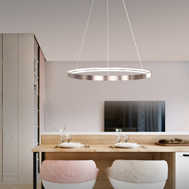 16"/23.5"/31.5" Dia Modern LED Chandelier Light with Acrylic Shade Brown Ring Ceiling Light Fixture in Warm/White/Natural Light Clearhalo 'Ceiling Lights' 'Chandeliers' 'Modern Chandeliers' 'Modern' Lighting' 113715