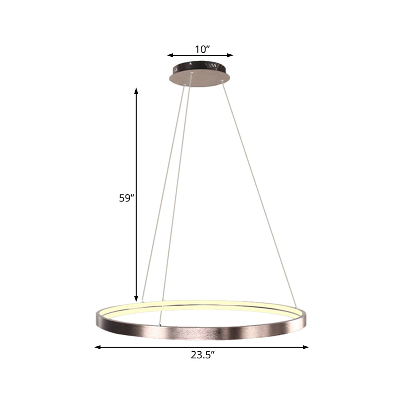 16"/23.5"/31.5" Dia Modern LED Chandelier Light with Acrylic Shade Brown Ring Ceiling Light Fixture in Warm/White/Natural Light Clearhalo 'Ceiling Lights' 'Chandeliers' 'Modern Chandeliers' 'Modern' Lighting' 113718