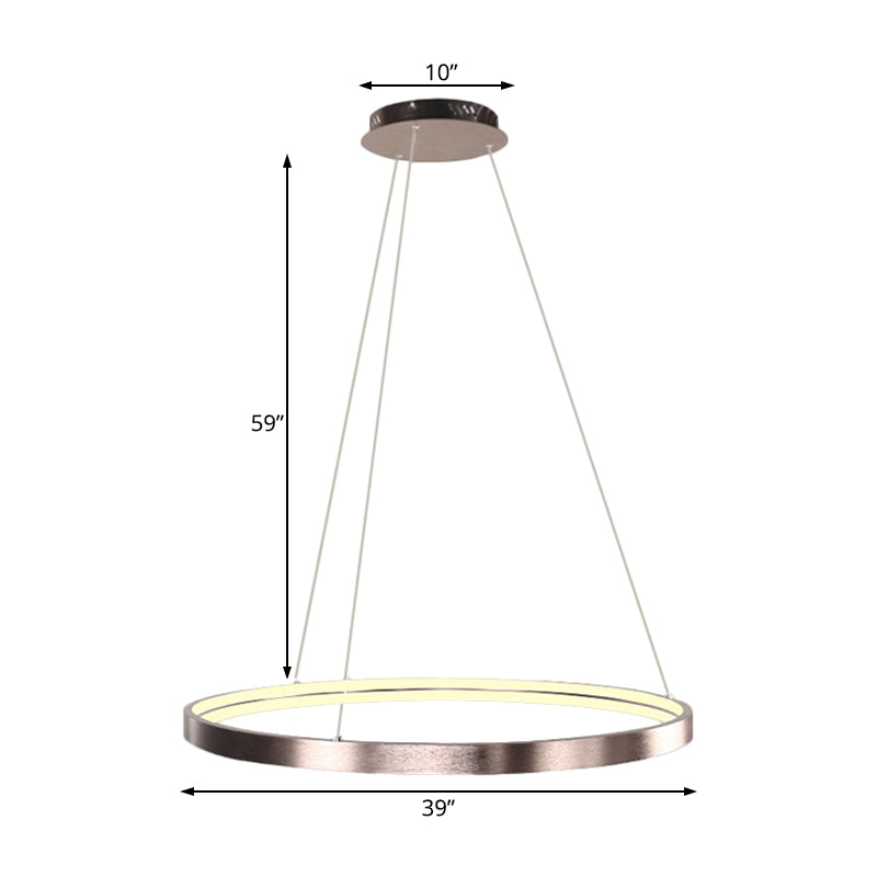 16"/23.5"/31.5" Dia Modern LED Chandelier Light with Acrylic Shade Brown Ring Ceiling Light Fixture in Warm/White/Natural Light Clearhalo 'Ceiling Lights' 'Chandeliers' 'Modern Chandeliers' 'Modern' Lighting' 113720