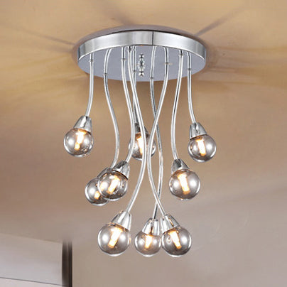 Smoky Glass Round Semi Flush Modernist Multi Lights Led Semi Flush Ceiling Light in Silver Silver Clearhalo 'Ceiling Lights' 'Close To Ceiling Lights' 'Close to ceiling' 'Semi-flushmount' Lighting' 113725