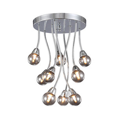 Smoky Glass Round Semi Flush Modernist Multi Lights Led Semi Flush Ceiling Light in Silver Clearhalo 'Ceiling Lights' 'Close To Ceiling Lights' 'Close to ceiling' 'Semi-flushmount' Lighting' 113726