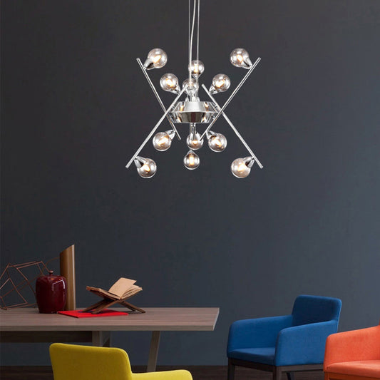 Molecular Smoke Glass Chandelier Lamp Contemporary Multi Lights Chrome Led Hanging Ceiling Light Chrome Clearhalo 'Ceiling Lights' 'Chandeliers' 'Modern Chandeliers' 'Modern' Lighting' 113772