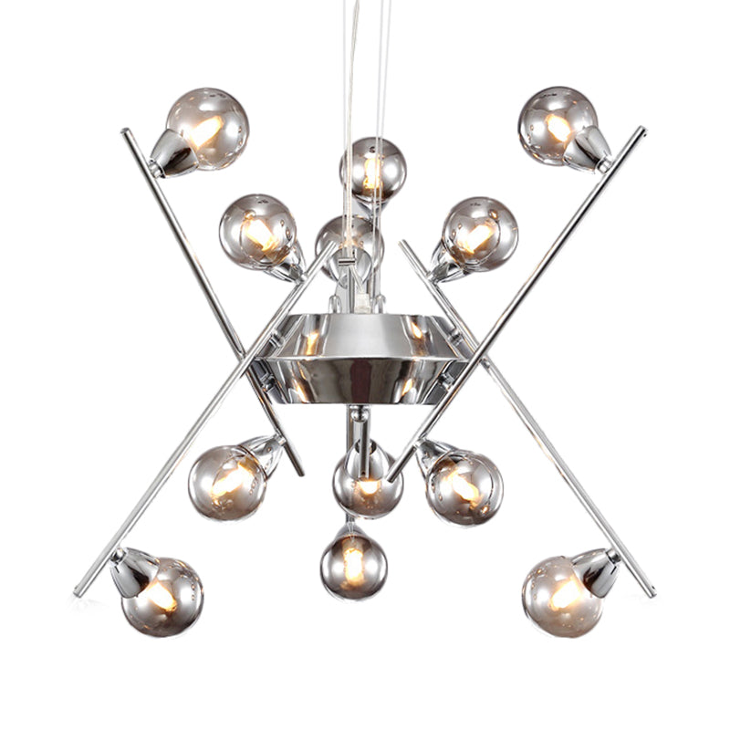 Molecular Smoke Glass Chandelier Lamp Contemporary Multi Lights Chrome Led Hanging Ceiling Light Clearhalo 'Ceiling Lights' 'Chandeliers' 'Modern Chandeliers' 'Modern' Lighting' 113773