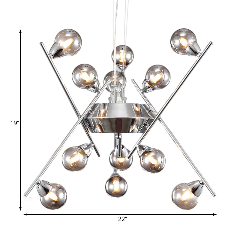 Molecular Smoke Glass Chandelier Lamp Contemporary Multi Lights Chrome Led Hanging Ceiling Light Clearhalo 'Ceiling Lights' 'Chandeliers' 'Modern Chandeliers' 'Modern' Lighting' 113774