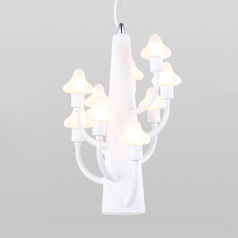 Modernist Multi Lights Chandelier with White Glass Shade Mushroom Led Hanging Pendant Light Clearhalo 'Ceiling Lights' 'Chandeliers' 'Glass shade' 'Glass' 'Modern Chandeliers' 'Modern' Lighting' 113780