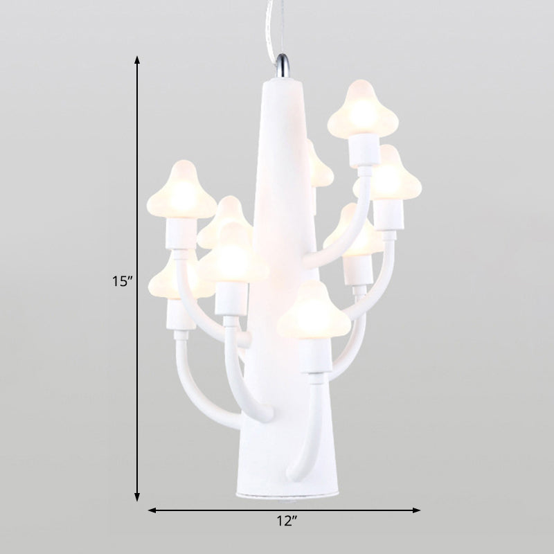 Modernist Multi Lights Chandelier with White Glass Shade Mushroom Led Hanging Pendant Light Clearhalo 'Ceiling Lights' 'Chandeliers' 'Glass shade' 'Glass' 'Modern Chandeliers' 'Modern' Lighting' 113781