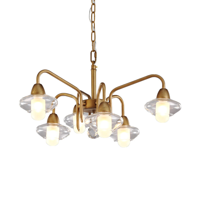 Brass Elliptical Chandelier Lamp Post Modern Multi Lights Led Clear Glass Pendant Light Fixture Clearhalo 'Ceiling Lights' 'Chandeliers' 'Modern Chandeliers' 'Modern' Lighting' 113784