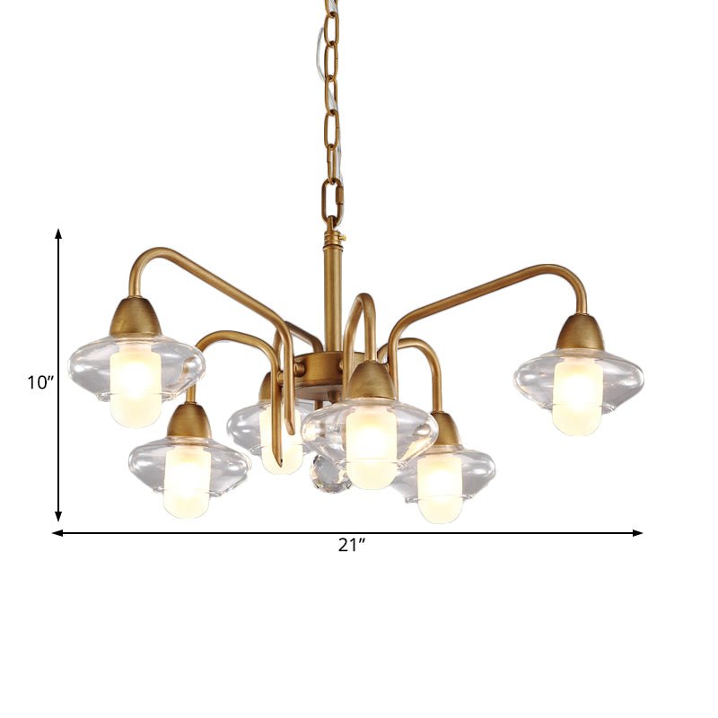 Brass Elliptical Chandelier Lamp Post Modern Multi Lights Led Clear Glass Pendant Light Fixture Clearhalo 'Ceiling Lights' 'Chandeliers' 'Modern Chandeliers' 'Modern' Lighting' 113785